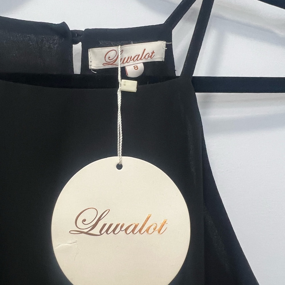 Black Halter Top Leather Skirt Dress - Picture 6 of 7